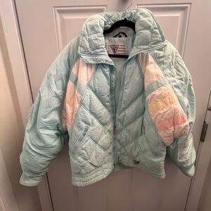 Vintage Tryolia by Head Women's Ski Jacket - Light Blue with Pastel Accents